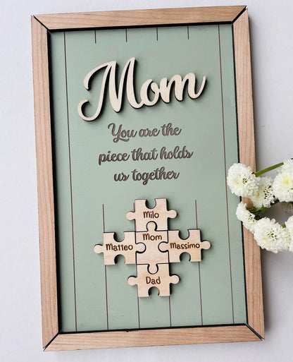 Custom Wooden Squared Puzzle Piece For Mom