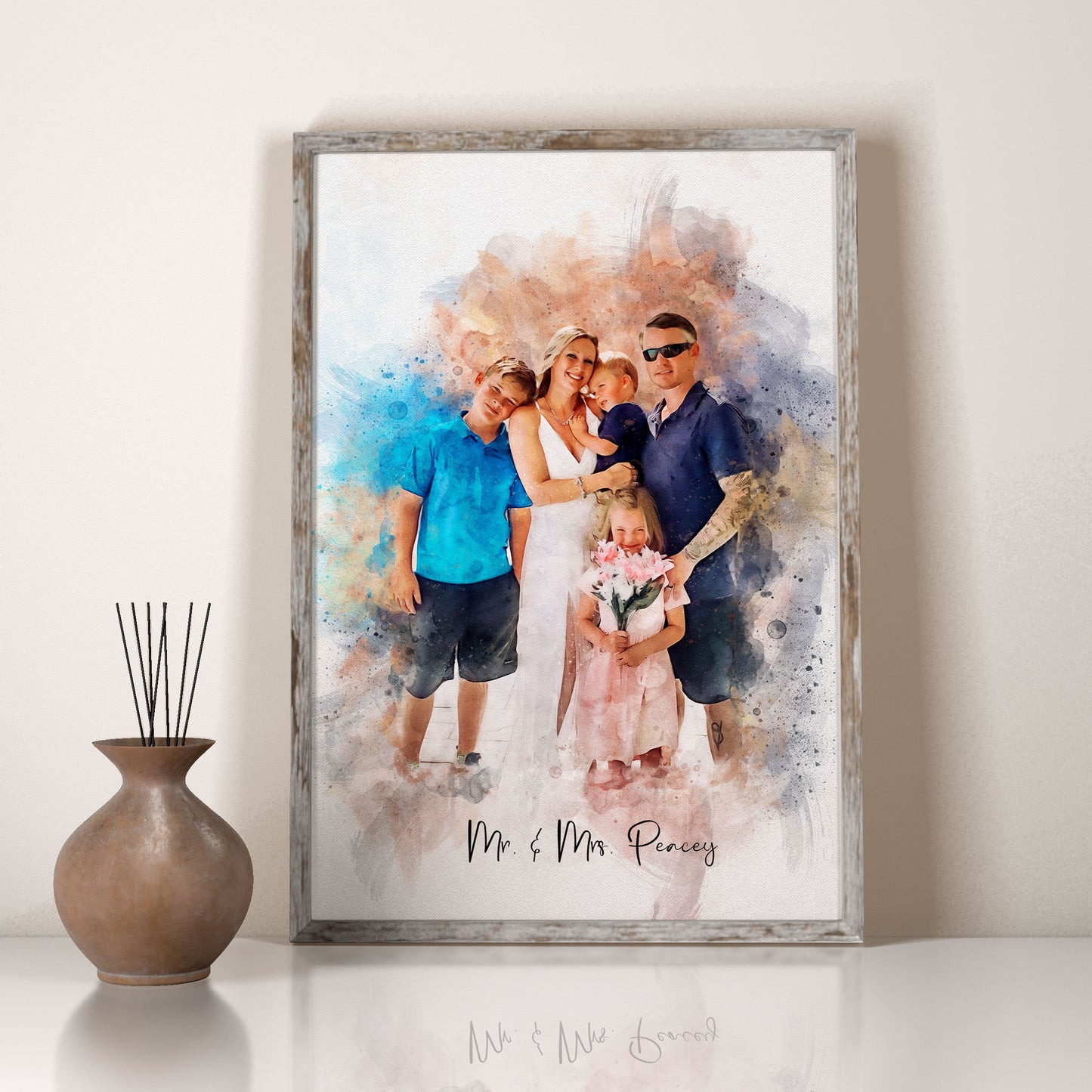 Personalized Watercolor Portrait - Mothers Day Gift, Birthday Gift