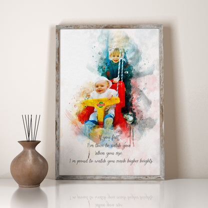 Personalized Watercolor Portrait - Mothers Day Gift, Birthday Gift