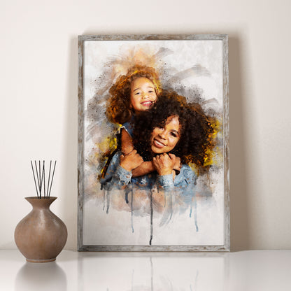 Personalized Watercolor Portrait - Mothers Day Gift, Birthday Gift