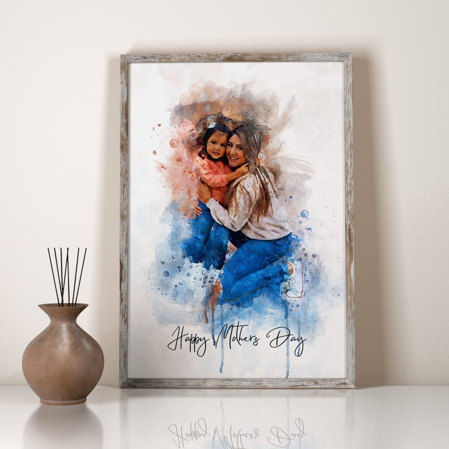 Personalized Watercolor Portrait - Mothers Day Gift, Birthday Gift