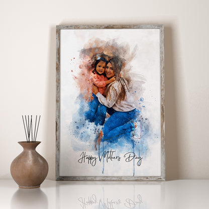 Personalized Watercolor Portrait - Mothers Day Gift, Birthday Gift