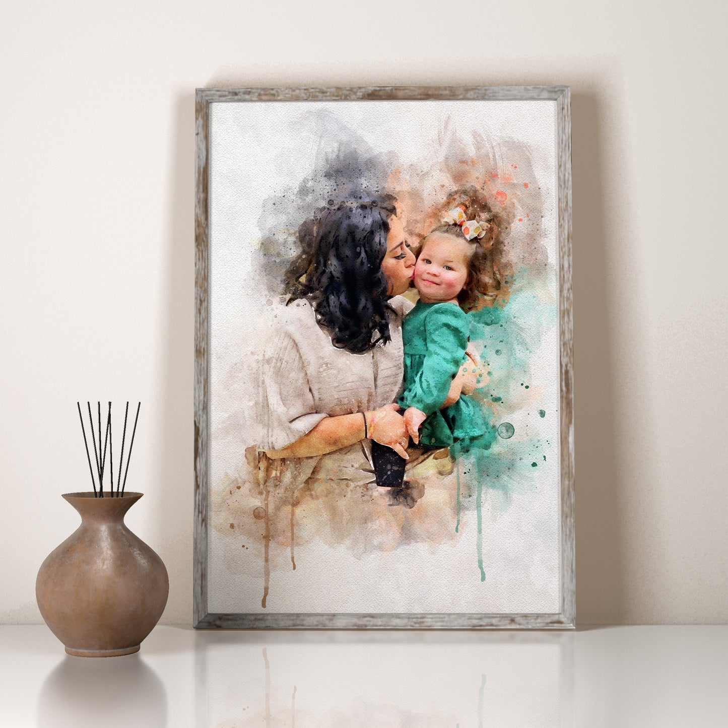 Personalized Watercolor Portrait - Mothers Day Gift, Birthday Gift