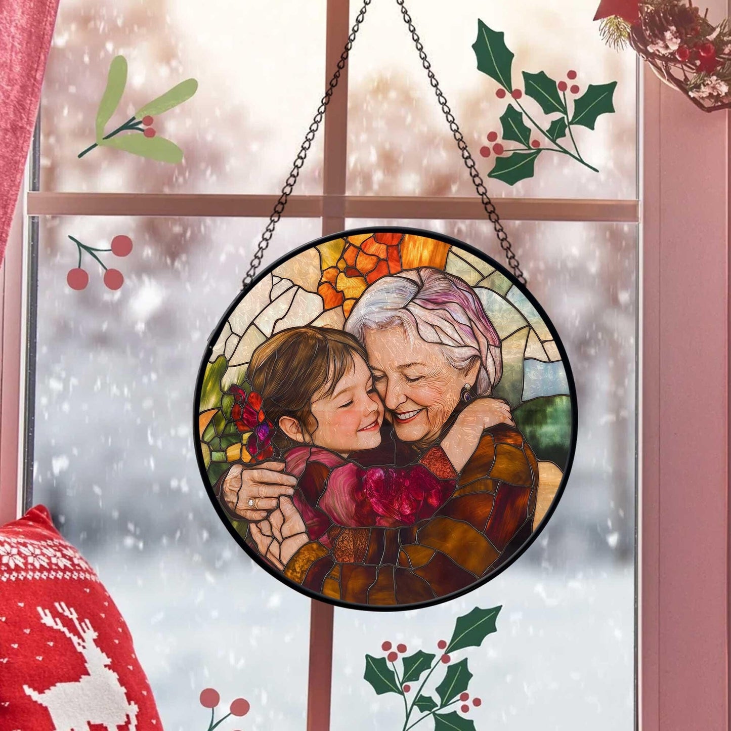 Custom Family Window Hanging Ornament, Christmas Gift For Mom, Grandma