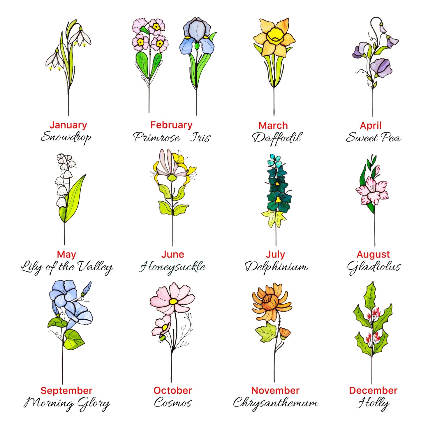 Personalized Stained Glass Flower - Mother"s Day Gift