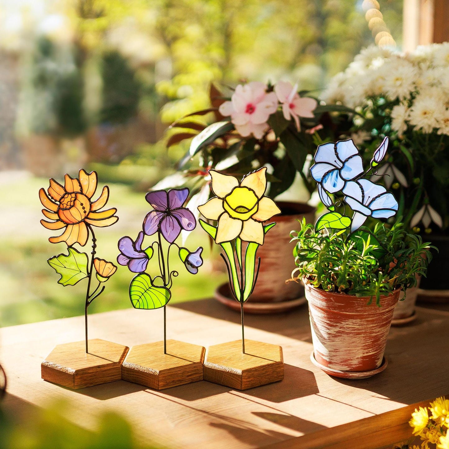Personalized Stained Glass Flower - Mother"s Day Gift