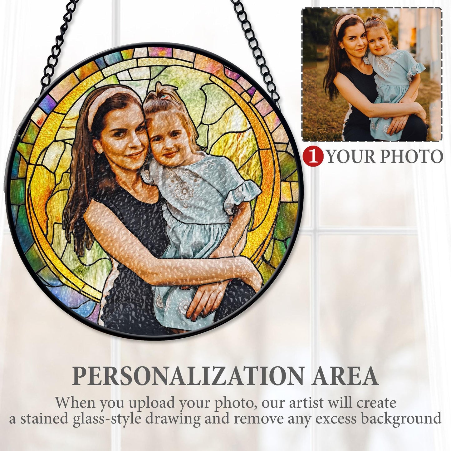 Custom Family Window Hanging Ornament, Christmas Gift For Mom, Grandma
