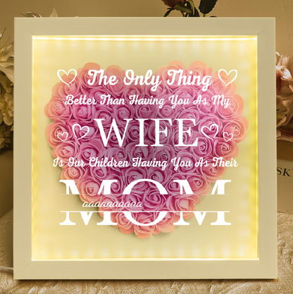 Personalized Flower Shadow Box With LED Light  Mother's Day Gift