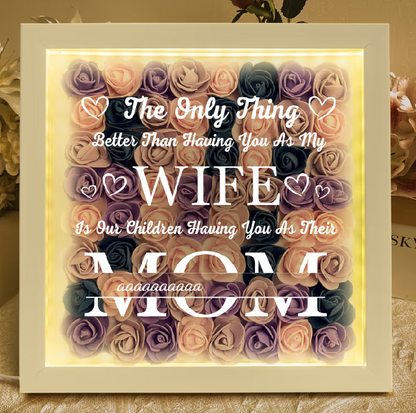 Personalized Flower Shadow Box With LED Light  Mother's Day Gift