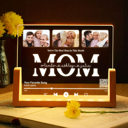 Personalized Photo LED Night Light, Mother's Day Gift for Mom, Scannable QR Code