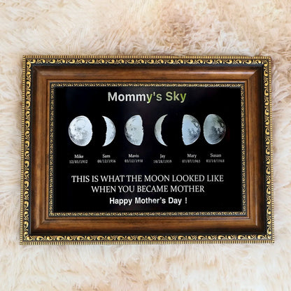 Personalized Moon Phase Art Canvas - "Mother’s Universe"