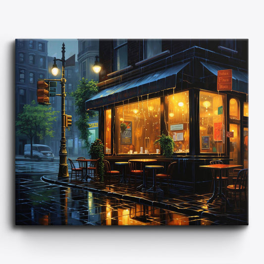 Rainy Coffee Shop Paint By Numbers Kit