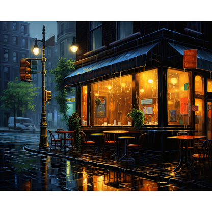 Rainy Coffee Shop Paint By Numbers Kit