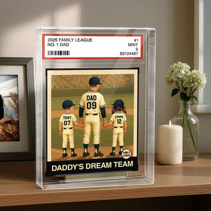 Personalized Baseball Acrylic Plaque - Dad Grandpa Man & Kids Trading Card Style