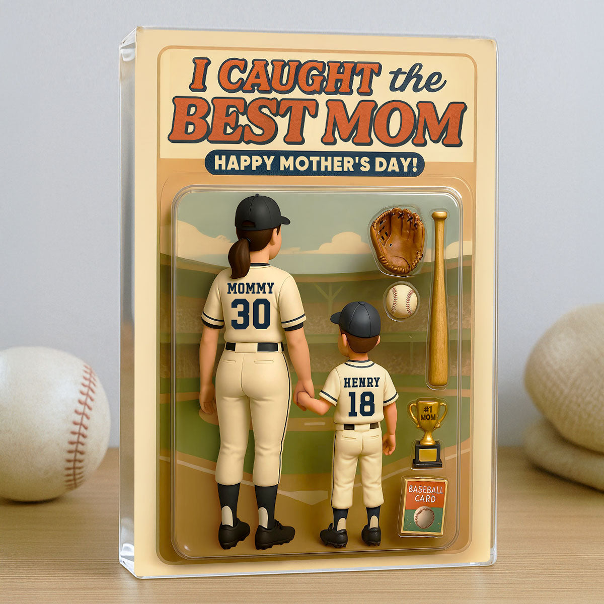 Personalized  Baseball Acrylic Block Plaque, Mother's Day Gift for Mom
