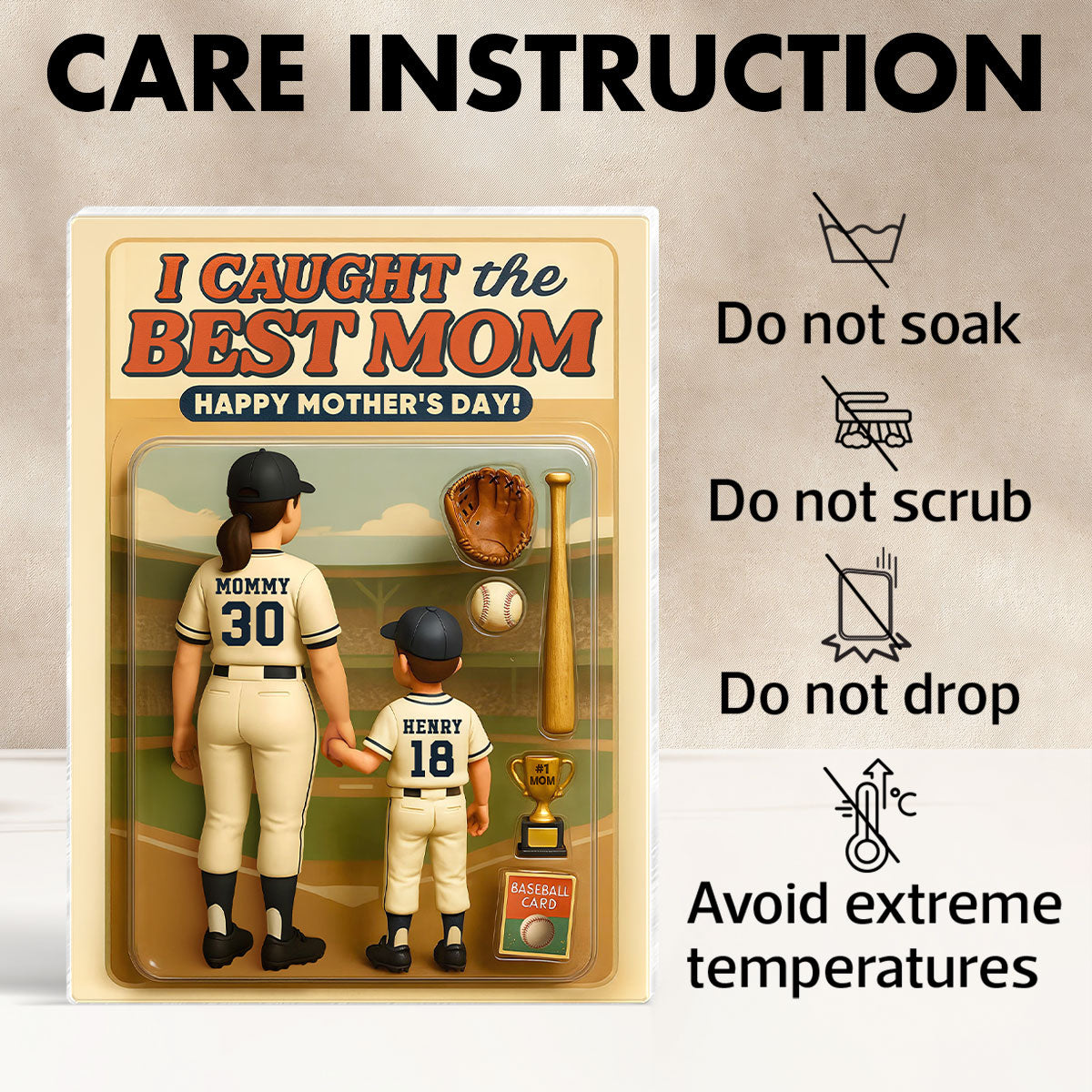 Personalized  Baseball Acrylic Block Plaque, Mother's Day Gift for Mom