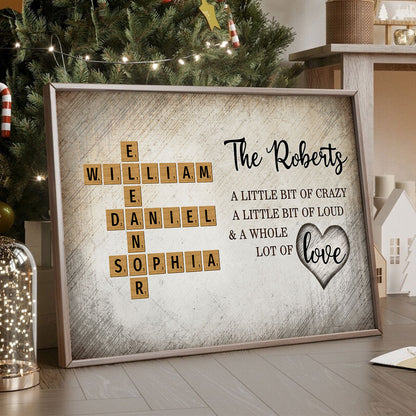 Personalized Canvas Crossword - "Family Whole Lot Of Love"