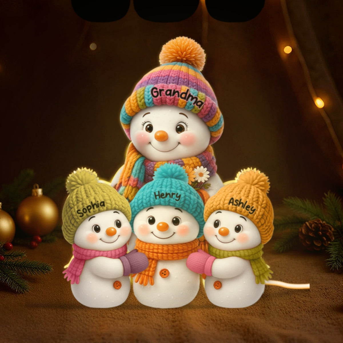 Personalized Snowman Light Box - Christmas Gift for Grandparents