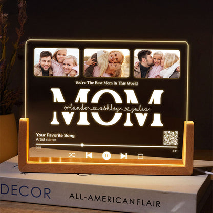 Personalized Photo LED Night Light, Mother's Day Gift for Mom, Scannable QR Code