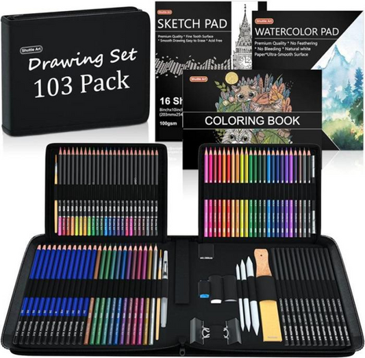 Shuttle Sketching and Drawing Art Set with Colored Pencils