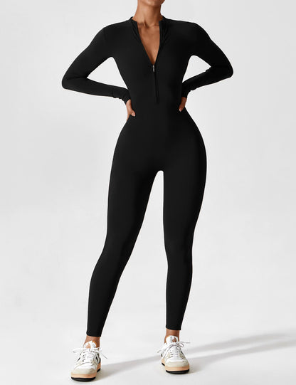 Belle Fleece Long Sleeve Zipper Jumpsuit