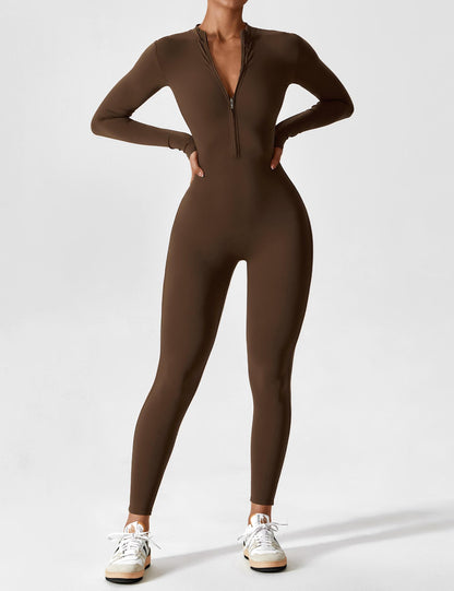Belle Fleece Long Sleeve Zipper Jumpsuit
