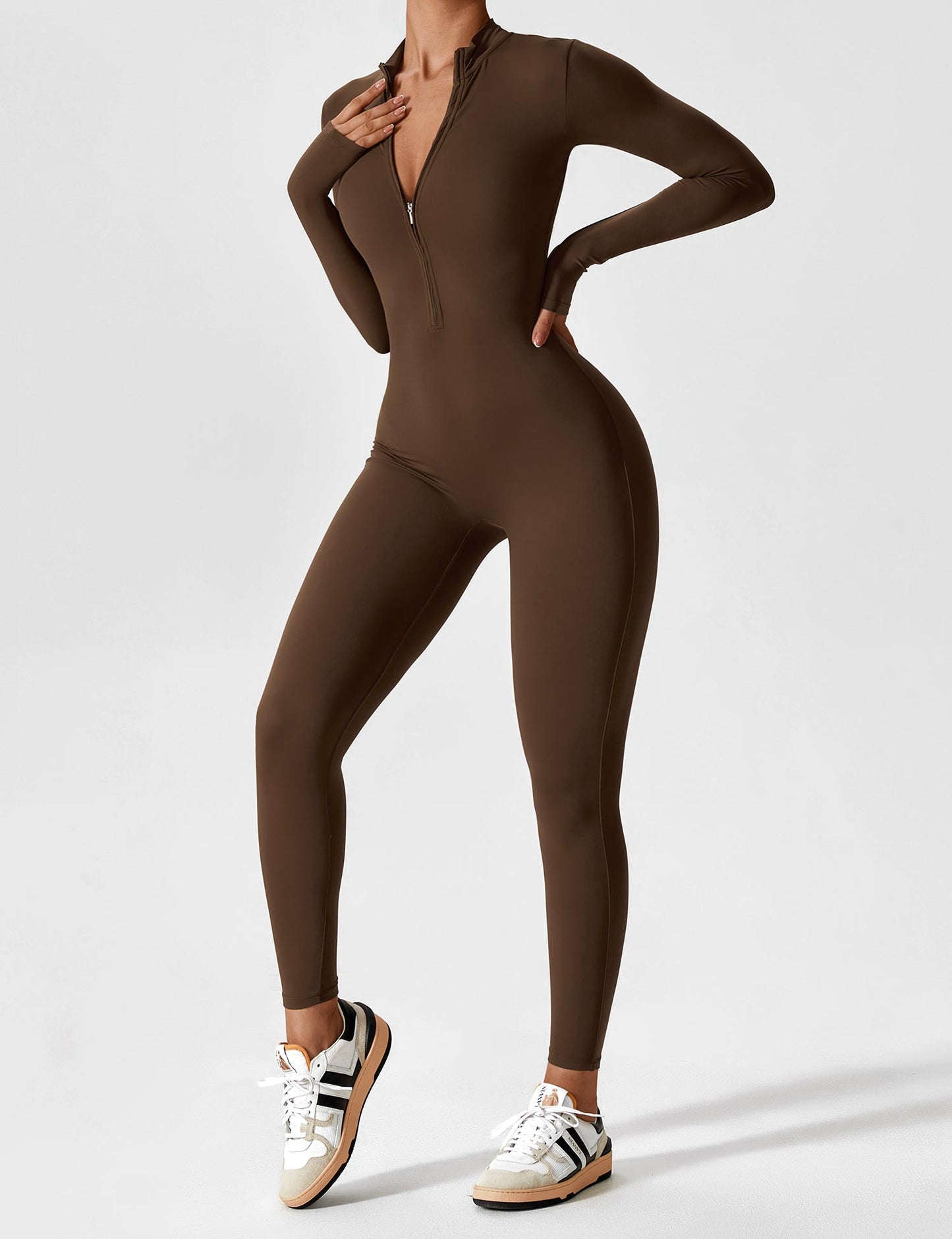 Belle Fleece Long Sleeve Zipper Jumpsuit