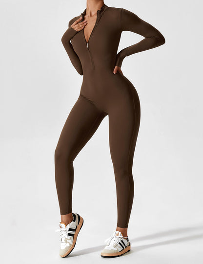 Belle Fleece Long Sleeve Zipper Jumpsuit