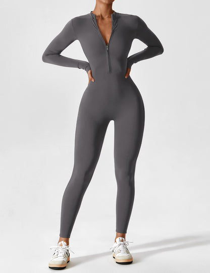 Belle Fleece Long Sleeve Zipper Jumpsuit