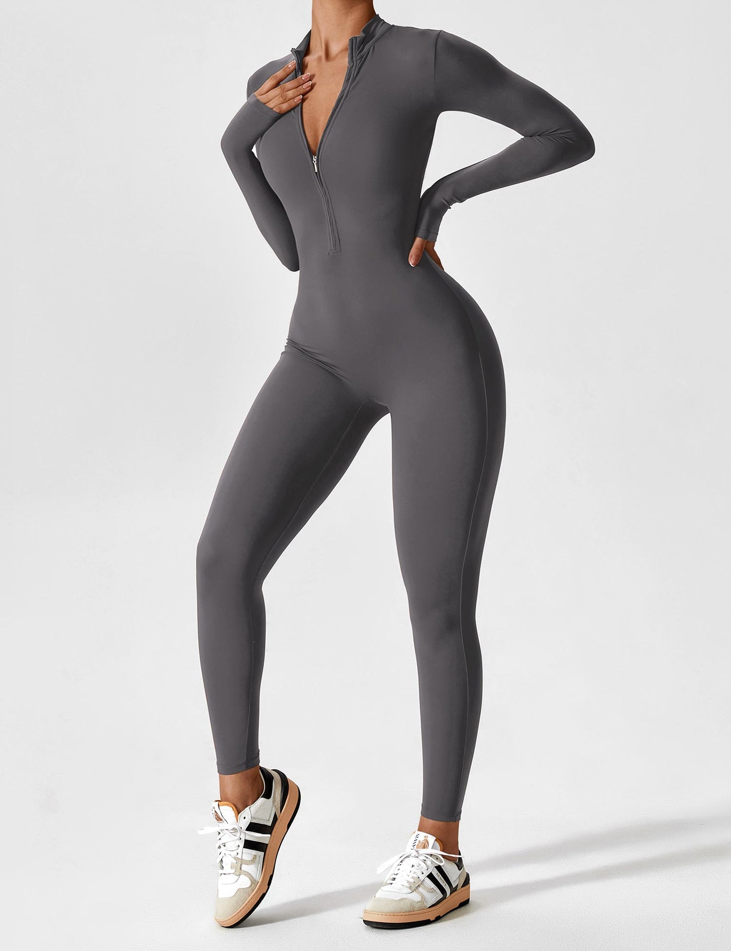 Belle Fleece Long Sleeve Zipper Jumpsuit