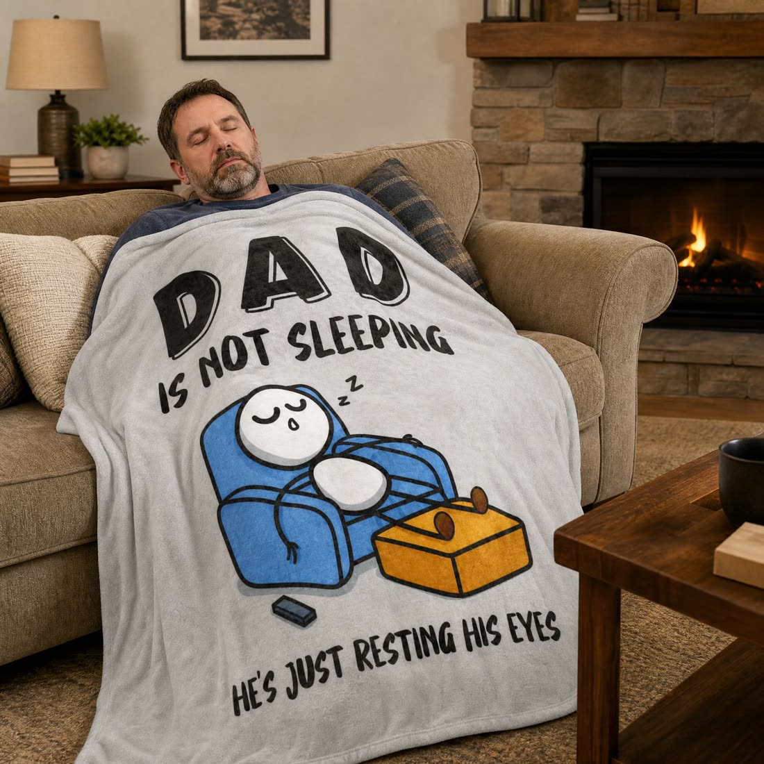 Dad Is Not Sleeping funny throw blanket