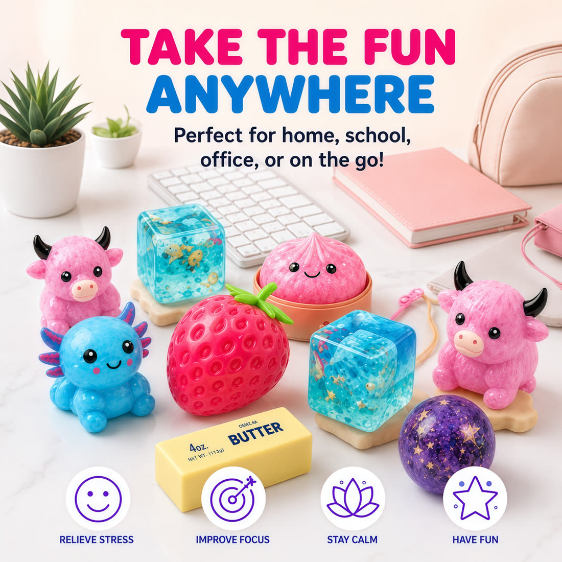 Take the fun anywhere — home, school, office or on the go
